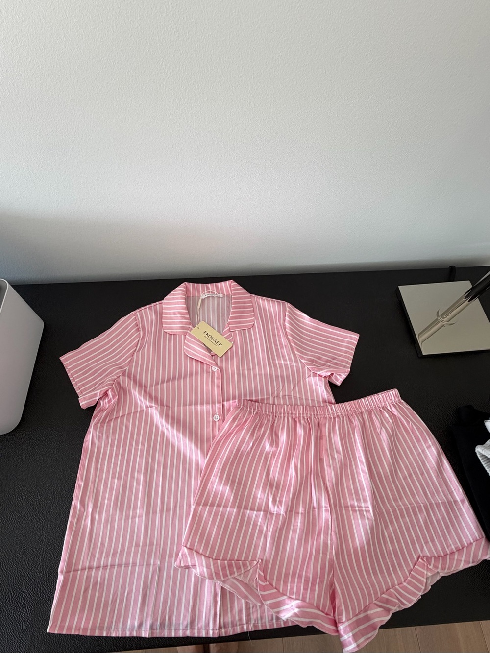 Pink Striped Short Pajama Set - Women